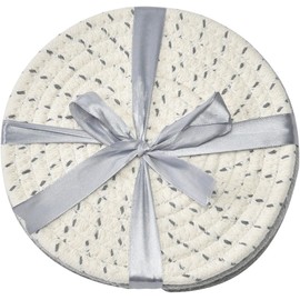 4-Pcs Trivet Pot Holder: Round Woven Potholders Set - 100% Cotton Braided Hot Pads, Hot Mats,Spoon Rest for Cooking and Baking by Diameter 7 Inches