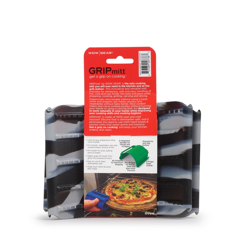 GRIPmitt Silicone Kitchen Mitt - 2pk Set (CAMO Black, Small/Medium)