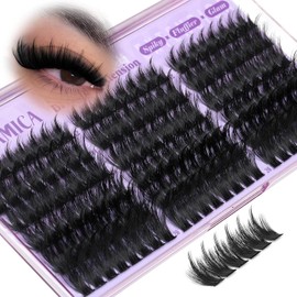 Spiky Lash Clusters Volume Eyelash Clusters with Spikes Manga Lashes Clusters Wispy Cluster Eyelash Extensions 12-20mm D Curl Individual Lashes 200D Fluffy Cluster Lashes for DIY Lash Look by Yawamica