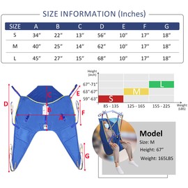 EZ Assistive Patient Lift Universal Padded Sling with Head Support, Lift U-Sling for Patient Transfer and Reposition Home Use, 500lbs (Blue, Small)