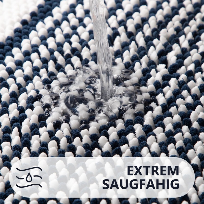 Biscpro Bath Mat Rug Extra Soft and Absorbent Fluffy Striped