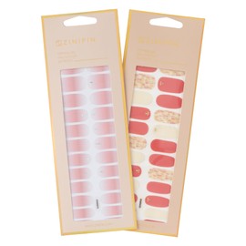 Zinipin KA00075 KA00435 Nail Seal, Just Stick Toping GEL Adult Girls Glitter Pink, White, Rose Pink, Set of 2