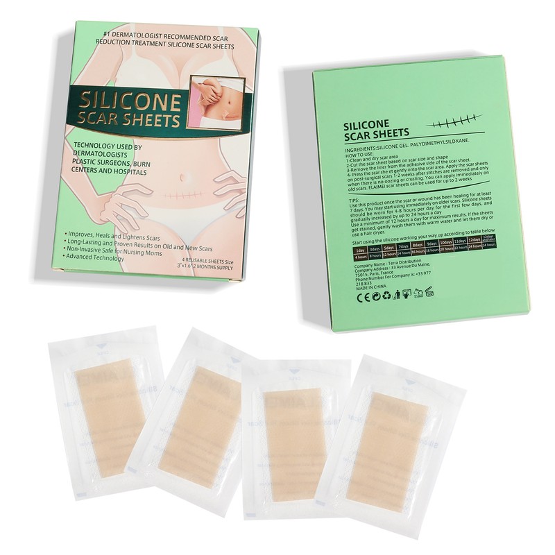 4 Pcs Elaimei Silicone Scar Sheets Stretch Marks Remover Post