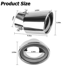 Adunsiaoto Automotive Exhaust Tail Pipe Muffler, Universal Exhaust Tail Tip Pipe Muffler Trim, Stainless Steel Car Exhaust Tip Tail Pipe Car Accessories for Most Car, Accessories(Silver-Bent)