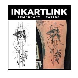 INKARTLINK Tattoo Tech, 2 Sheets Large Semi Permanent Tattoo, Temporary Tattoos, Last 1-2 Weeks, Waterproof, Realistic Look, No Adhesive, No Reflection （Modern woman Design)130