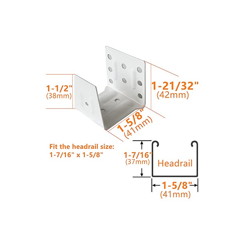 2pcs 1.5 inch Center Support Bracket White Color Head Track