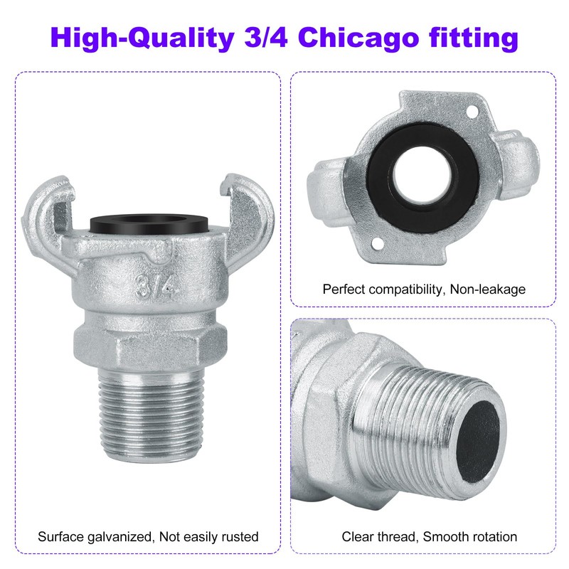 3/4 Chicago Air Fitting Replacement Air Hose Fitting, 0.75" NPT