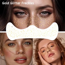 14PCS Glitter Freckles Tattoo, Gold and Silver Face Sparkle Faux Freckles Makeup Stickers,Temporary Face Tattoo for women and Kids,Face Jewels Festival Makeup Accessories Decor Star