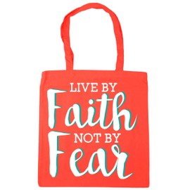 Hippowarehouse Live by Faith not by Fear Tote Shopping Gym Beach Bag 42cm x38cm, 10 litres