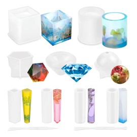 11 Piezas Moldes Resina Silicona Kit Molde Para Fundición Re