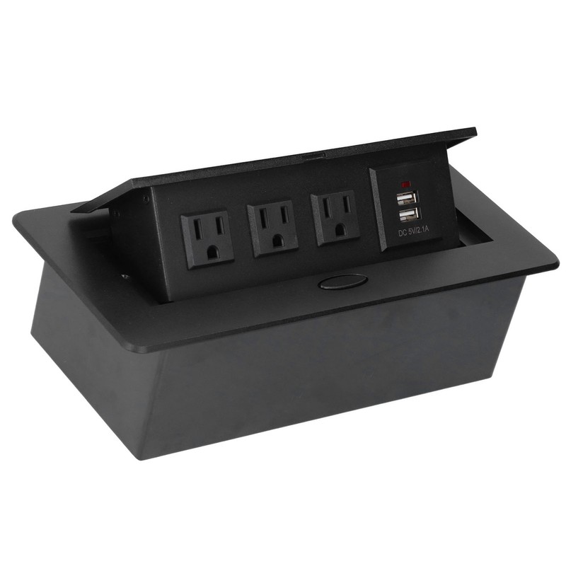 Power Socket Slow Opening Waterproof Modern Recessed Power Strip Desk