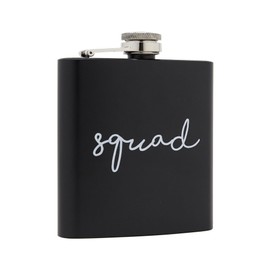 Funky Junque Maid of Honor Flask, 6 Oz Stainless Steel Bride Tribe Flasks, Bachelorette Party Gifts Bride Flask - Squad (Black)