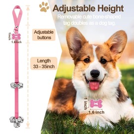 KEXIAVA 2 Pcs Dog Doorbell, Dog Training Bell for Puppy Potty Adjustable Strap Dog Door Bell and Communication Device Dog Bell Cat Puppy Interactive Bell (Pink)