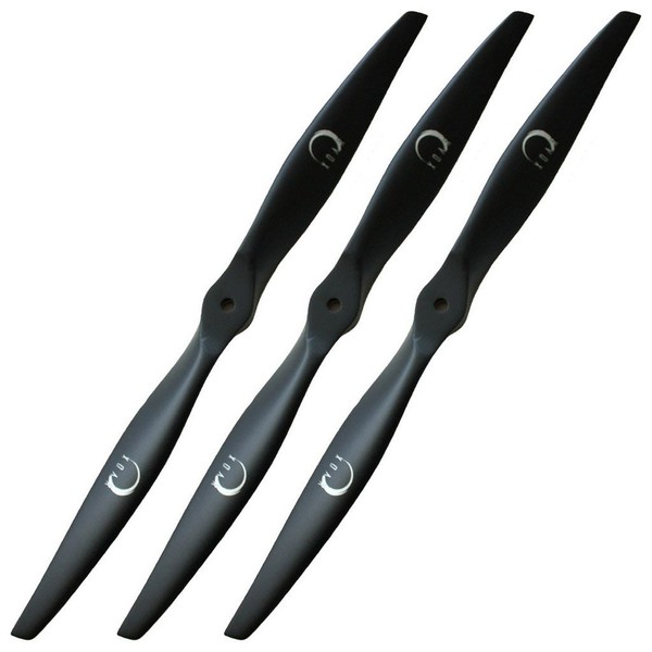 XOAR PJM-E 12x6 Electric RC Airplane Propeller. 12 Inch 2 Blade Black Wood Prop for Electric Motor (Pack of 3)