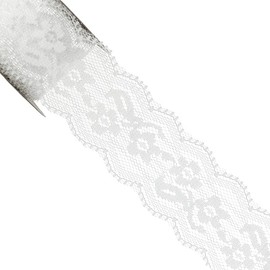 1 5/8"(42mm) X 10 Yards White Libby Lace Ribbon