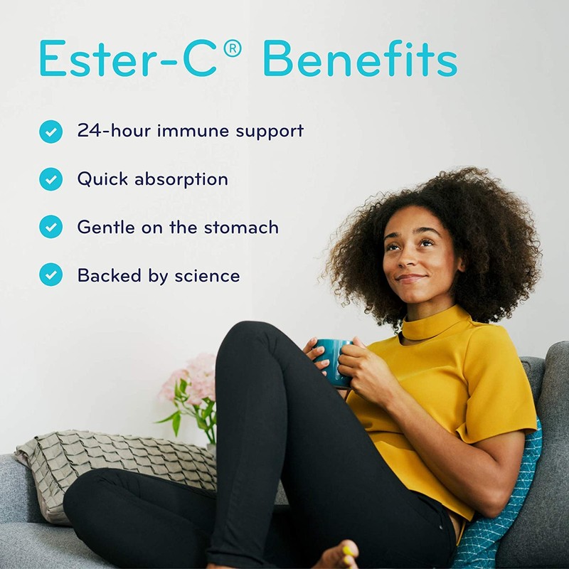 SISU Sisu Ester-C 1000mg Tablets, 24-hour Immune Support, Less Acidic,