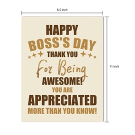 Jumbo Happy Boss’s Day Card for Boss Manager, Big Boss Thank You Card, Funny Oversize Appreciation Card from Team, Thank You for Being Awesome