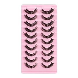 10 Paar Wimpernverlängerungen, falsche Wimpern, ohne Klebstoff oder Eyeliner, kann auch zum Üben der Anwendung von falschen Wimpern für den täglichen Gebrauch verwendet werden