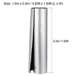 sourcing map Insulation Sheet, 1.5mx0.5mx5mm Embossed Aluminum Foil Waterproof Heat Resistant Thermal Barrier, for Roof Wall HVAC Duct Pipe, Rubber Foam
