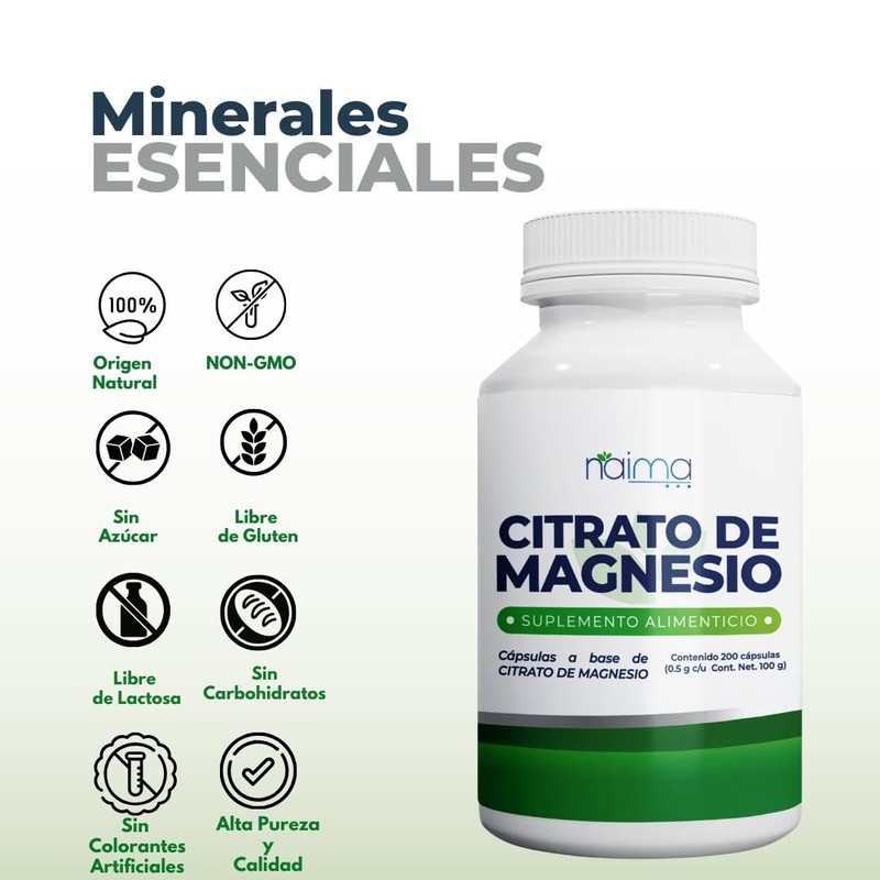 Citrato de Magnesio y Citrato de Potasio - Ingredientes Naturales