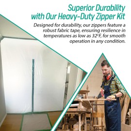 Peel and Stick Zipper 12 Pack - Heavy Duty - Dust Barriers, Construction, Containment by KP Operating Supply 7ft x 3in - Teal