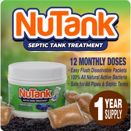 Septic Tank Treatment - 12 Dissolving Packets - 1 Year Supply of Septic Safe Enzyme Producing Packets - Helps Protect Against Costly Septic Backups - Made in USA