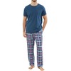 TeJoyce Mens Pyjamas Set Cotton Short Sleeve and Plaid Long