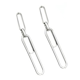 Link Chain Drop Earrings Minimalist paperclip Chain Dangle Earrings for Women Gold Silver (silver chain earrings A)