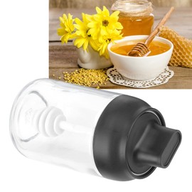 Walfront Honey Jar with Ladle, 250 ml Honey Dispenser, Honey Jar Honey Jars 250 g with Lid, Original Honey Pot with Honey Spoon and Black Lid for Kitchen Honey Syrup