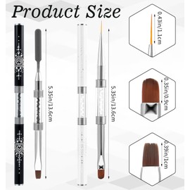 Pack of 2 Gel Brushes for Nails, Brush for Gel Nails, Dual-Ended with Fine Tip, Professional Nail Design Tools for Precise Lines and Decorations, Ideal for DIY Nail Art