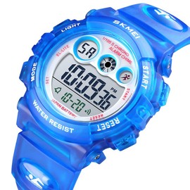 GOLDEN HOUR Watches for Kids Digital Sport Waterproof Boys Watch Outdoor 12/24 H Alarm EL Backlight Stopwatch Military Child Wristwatch Ages 3-15 (Deep Blue)