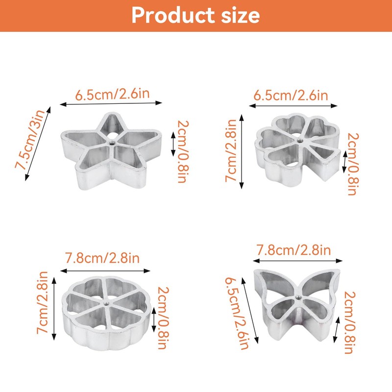 4-Piece Rosette and Timbale Set, Rosette Iron Set, Traditional Dough