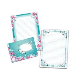 Limonia Letter Paper Set of 2 Writing Pads for Girls Butterflies & Flowers (1 Colourful, 1 Colourable, A5, 25 Sheets + 25 Envelopes)