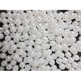 300 Pcs Acrylic Beads Pearl White 8mm Jewelry Making Huey Grocery