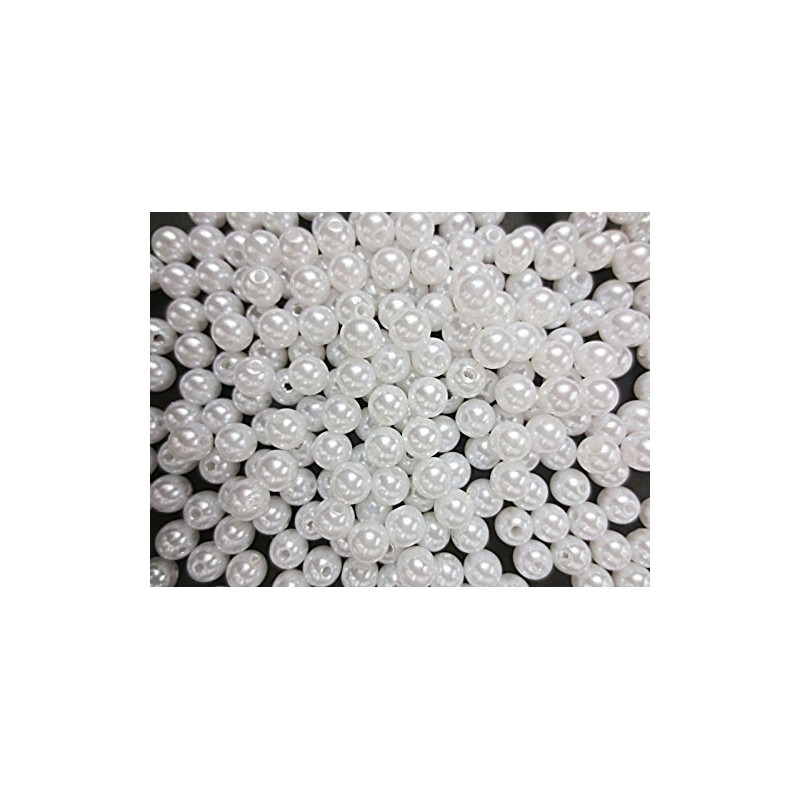 300 Pcs Acrylic Beads Pearl White 8mm Jewelry Making Huey