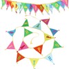 Happy Birthday Fabric Rainbow Banner, Double Sided Triangle Tassel Bunting