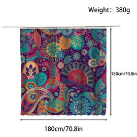 FAIRYGATE Shower Curtains Mould Proof Resistant Mandala Ethnic Decor Shower Curtain Retro Geometric Round Patterns Floral Print Theme Bathroom Set with Hooks B8612