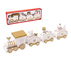 ZYDYRX White Wooden Train Small Christmas Train Wooden Xmas Window Ornament Christmas Decoration Wooden Gift for Christmas Decoration Landscape Children