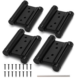 KOLET Double Action Door Hinges, 3 Inches Swinging Door Hinges, Spring Door Hinges with Commercial Grade Stainless Steel, Self Closing Door Hinges, for Saloon, Cafe, and Bar, Matte Black, 4 Pack