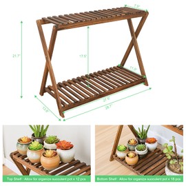 Jotboom Wooden Plant Stand Indoor 2 Tier Narrow Plant Stand Outdoor Plant Shelf Display Rack Corner Flower Rack Stand for Living Room Garden Patio Balcony (X-Cross Design)