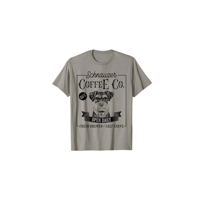 Retro Miniature Schnauzer Coffee Funny Dog Mom Coffee Lover T-Shirt