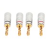 2 Pairs BFA Banana Plug 4mm Gold Plated Brass Serrated