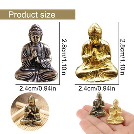 FIMWOLZ Mini Portable Vintage Brass Buddha Statue Bag Sitting Buddha Figure Sculpture Home Office Desk Decorative Ornament Toy Gift, Black (2)