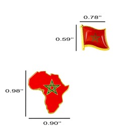 2 Pack African Shape Country Lapel Pin Badge + Flag brooch | African Emblem | Button Souvenir Cultural Pride (Morocco)