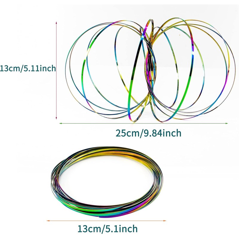 2pcs Flow Spinner Ring/Slinky Stainless Steel Loop Lasso/Magic Ring Game