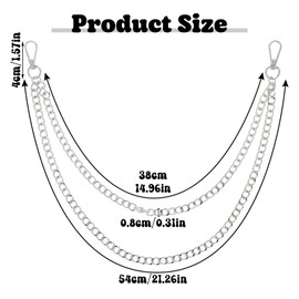 Metal Jean Chain for Men Women, Double-Layer Chains for Jeans, Pocket Chains for Costume Hip-Hop Punk Style