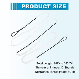 sourcing map Traditional Recurve Bow String Replacement AMO 70" in 12 Strands Archery Bowstring Accessories for Universal Archery Equipment Traditional Long Recurve Horse Bow (Black/White)