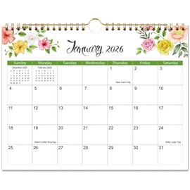 2026 Wall Calendar - 2026 Calendar, 18 Month Calendar Runs from January 2026 to June 2027, 8.5" x 11", Floral Calendar for Wall or Desk, Feminine Design for Office, Home or School