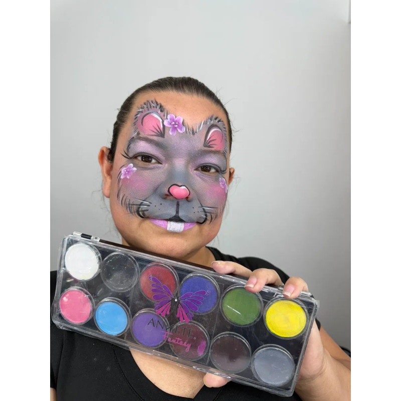 Paleta 12 Colores Mate Base Agua Pintacaritas Annete Fantasy