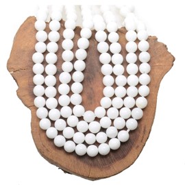 LPBeads 200Pcs Polished 6mm Round Natural White Alabaster Gemstone Loose Beads with Stretch Cord for Jewelry Making Bracelets